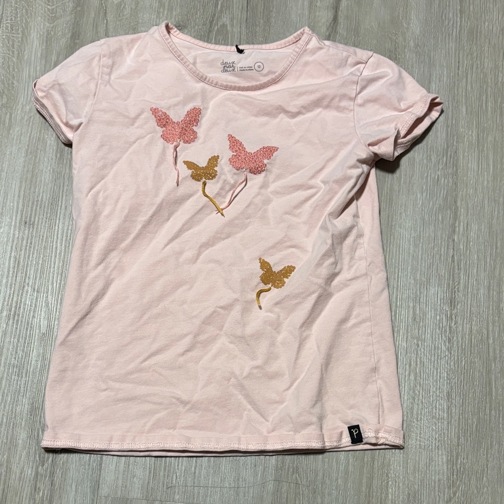 Deux par Deux Light Pink Butterfly Tee